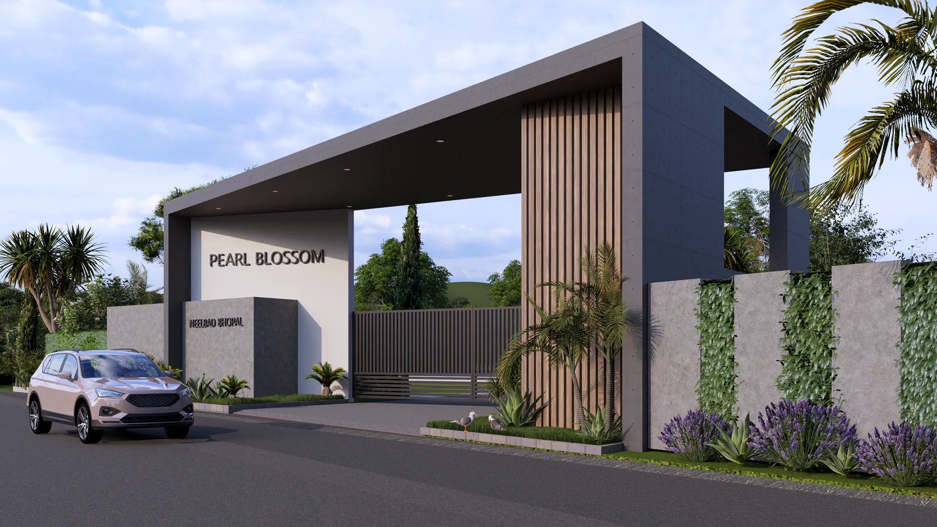 Main entrance gate at Pearl Blossom