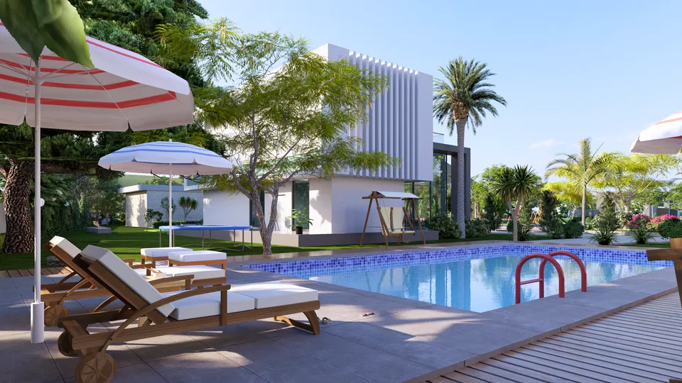 Farmhouse with pool concept